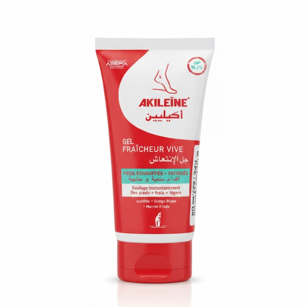 Akileïne Gel Fraîcheur Vive – Soulagement et Rafraîchissement Pieds Fatigués – Parapharmacie Djeddi